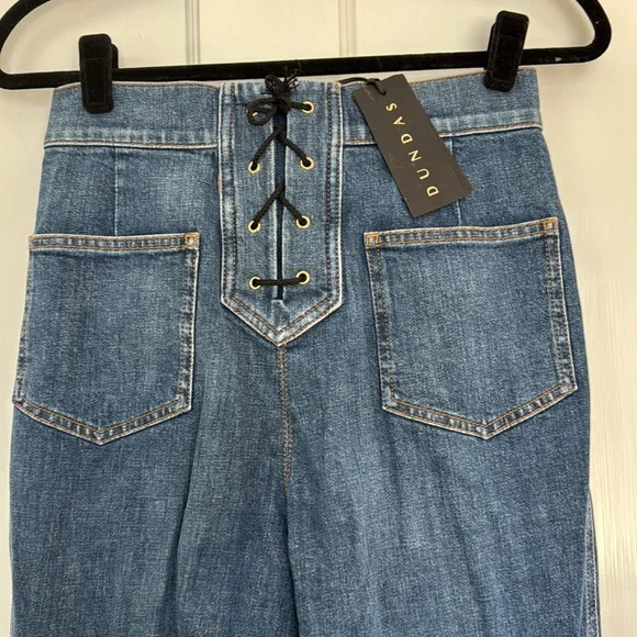 Dundas Button-Detailed High-Rise Flared Jeans Size 42 - Picture 8 of 12